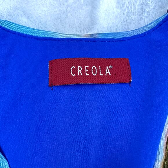 CREOLA Women A-Line Dress Sz 44/8 Multicolor Abstract Print Stretch V-Neck Italy - Picture 16 of 16